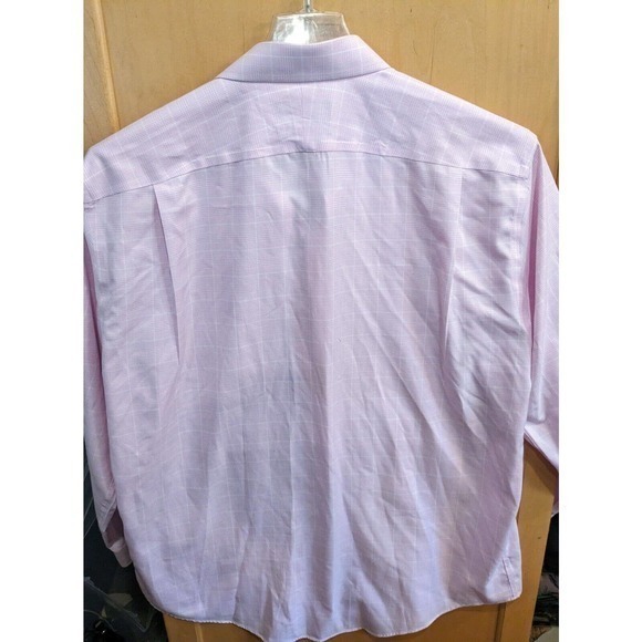 Nordstrom Button Down Shirt, Mens 17 1/2 34-35 Pink, Checked TRIM Fit - Picture 2 of 4